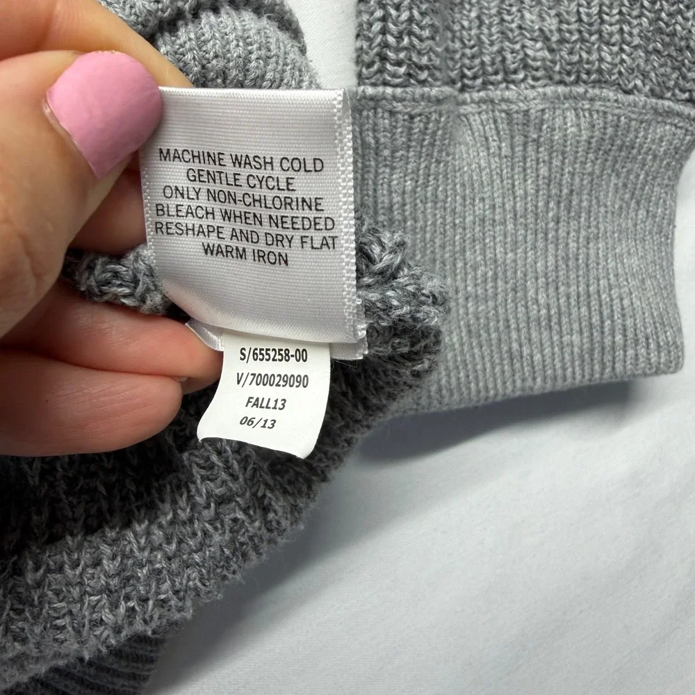 Banana Republic XL Gray Quarter Zip Sweater 100% Cotton Mock Neck Knit Pullover